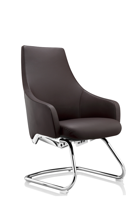 Light Grey Leather Semi PU Executive Office Visitor Chair